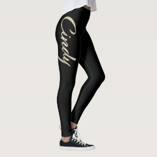 Cindy white gold Handwriting trousers Leggings
