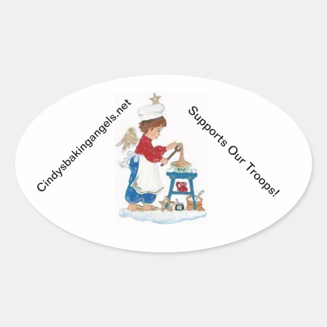 Cindy's Baking Angels Stickers! Oval Sticker (Front)