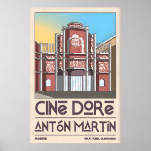 Cine Doré Madrid Poster Graphic Cinema Facade, Red