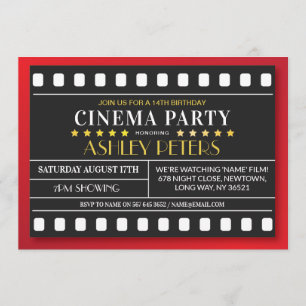 Cinema Birthday Party Any Age Theatre Film Invitation