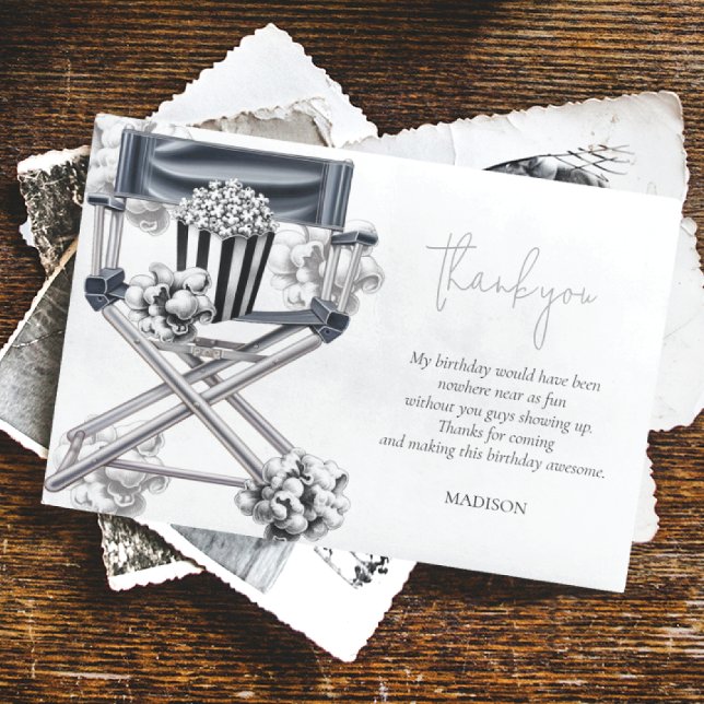 Cinema Movie Night extravaganza Retro Personalised Thank You Card (Creator Uploaded)