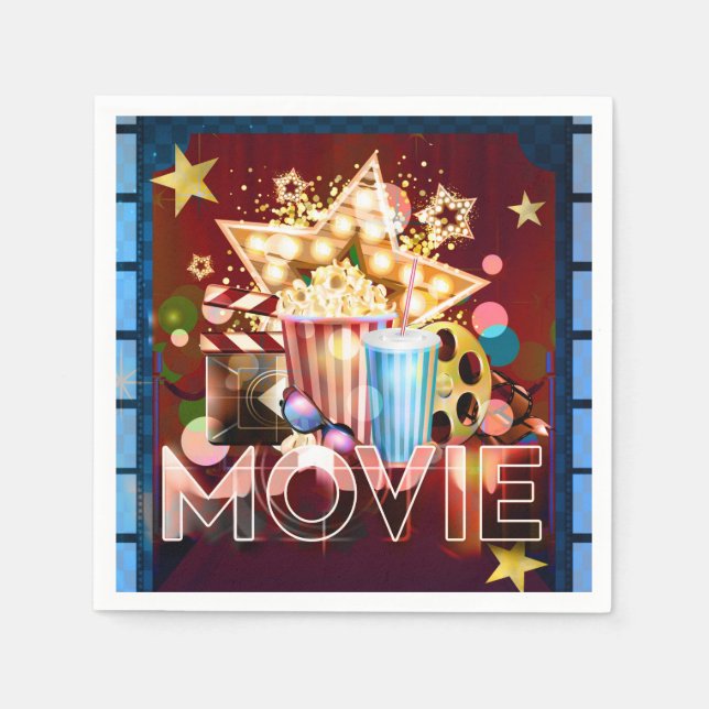 Cinema Movies Movie Night Birthday Party Napkin (Front)