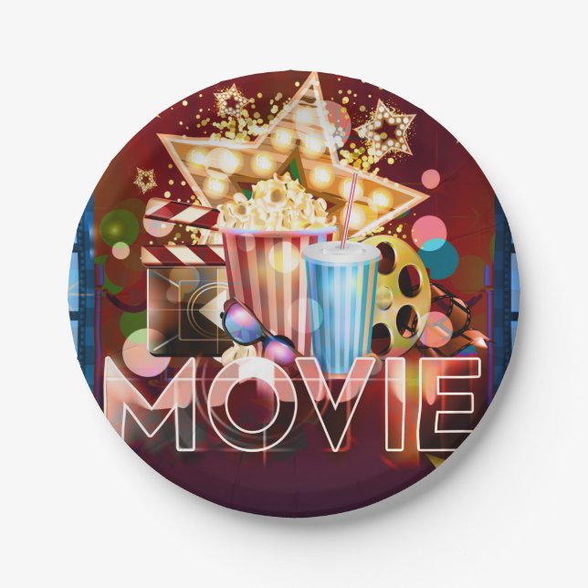 Cinema Movies Movie Night Birthday Party Paper Plate (Front)