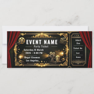 Cinema Night Party Ticket Invitation