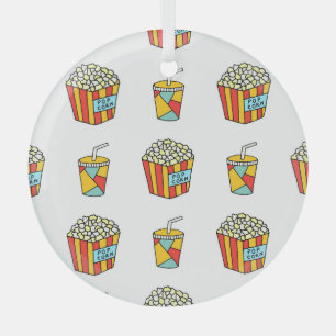 Cinema Snacks: Vintage Doodle Pattern Glass Tree Decoration