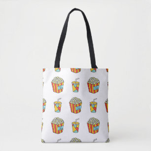 Cinema Snacks: Vintage Doodle Pattern Tote Bag