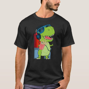 Cinema Themed Dinosaur T-Rex Popcorn T-Shirt