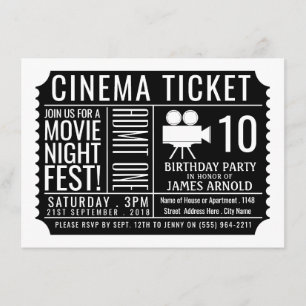 Cinema Ticket , Children's Movie Birthday Party Enclosure Card