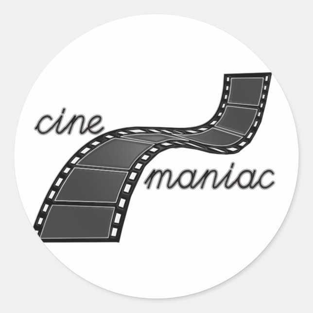 Cinemaniac with Film Strip Classic Round Sticker (Front)