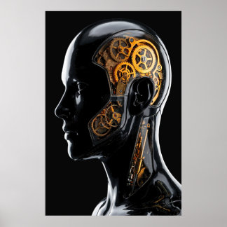 Cinematic Golden Clockwork Android Sci-Fi Poster