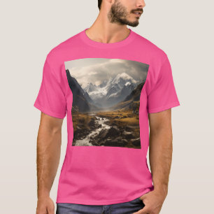 Cinematic Mountain Landscape With Flowing Water Lo T-Shirt