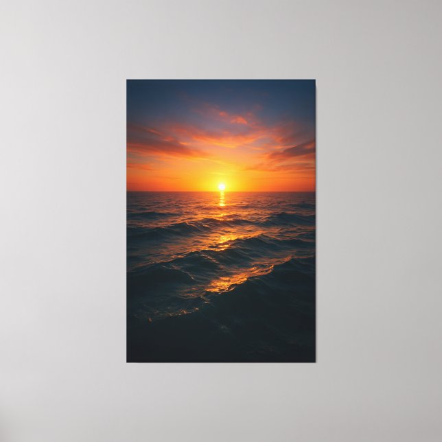 Cinematic Ocean Sunset - Realistic Fine Art Canvas Print (Front)