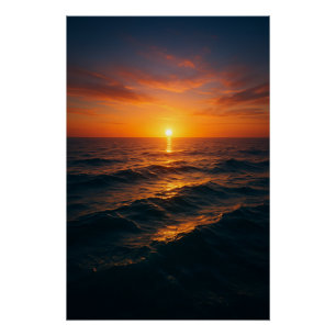 Cinematic Ocean Sunset - Realistic Fine Art Poster