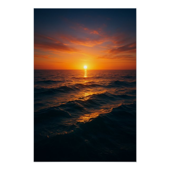 Cinematic Ocean Sunset - Realistic Fine Art Poster (Front)