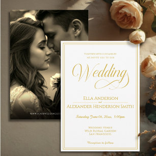 Cinematic Photo Vintage White Wedding Invitation