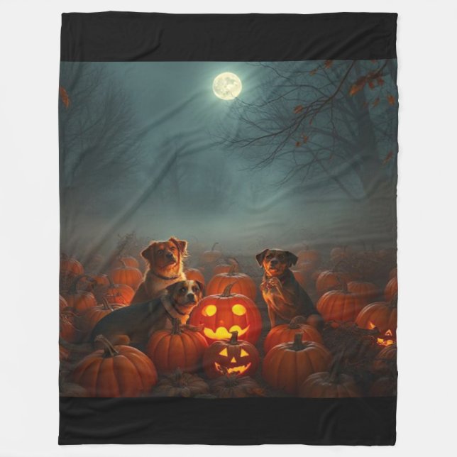 Cinematic Pumpkin Patch Pet Blanket | Fall Magic (Front)