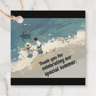 Cinematic Summer Ocean Beach Kids Art Custom Gift Favour Tags