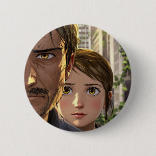 Cinematic Survival Hero & Girl Artistic Pin-Back B 6 Cm Round Badge