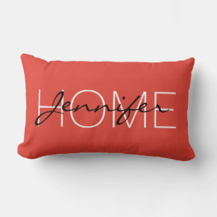 Cinnabar colour home monogram lumbar cushion