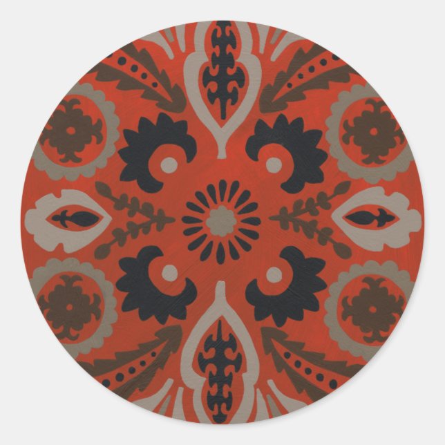 Cinnabar Suzani II Classic Round Sticker (Front)