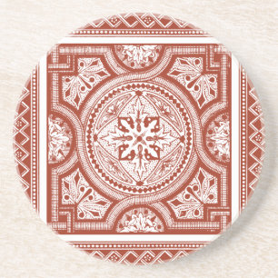 Cinnabar Woodblock IV Coaster