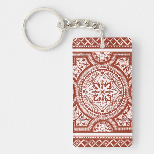 Cinnabar Woodblock IV Key Ring (Front)
