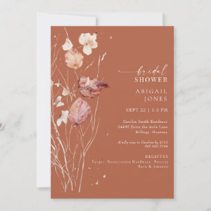 Cinnamon Autumn Gold Text Bridal Shower Invitation