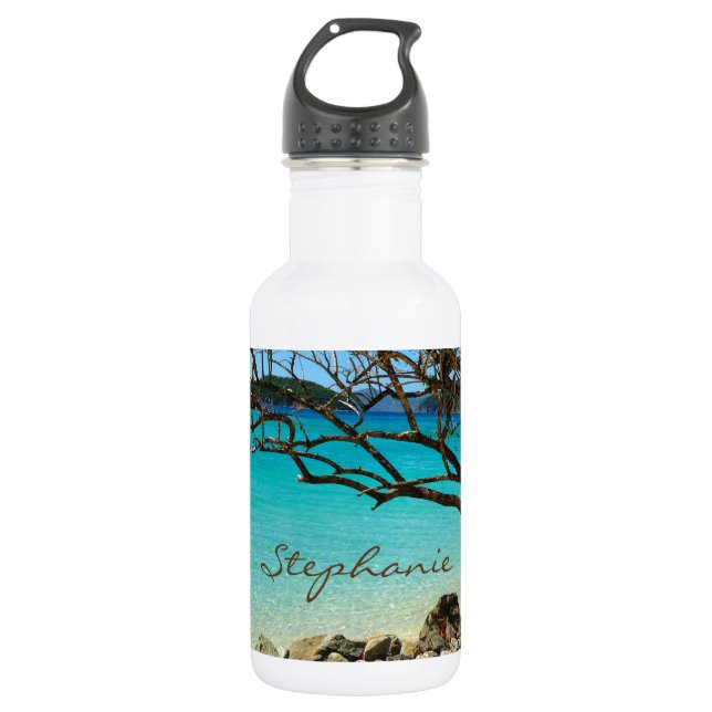 Cinnamon Bay St. John USVI Tropical Water Bottle (Front)