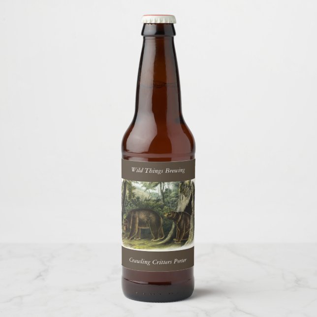 Cinnamon Bear from Audubon's Quadrupeds Beer Bottle Label (Front)