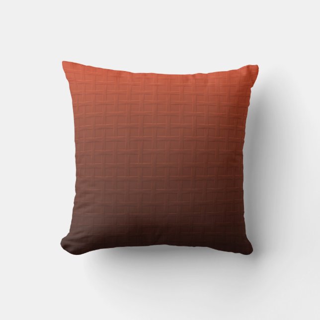 Cinnamon Brown Orange Gradient Basket Weave Design Cushion (Front)