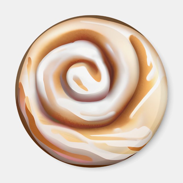 Cinnamon Bun / Cinnamon Roll with Icing Magnet (Front)