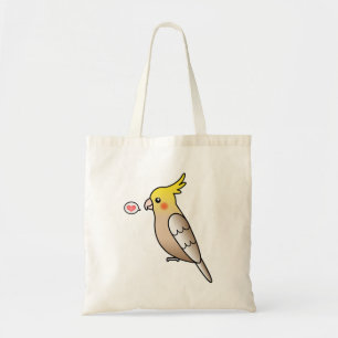 Cinnamon Cartoon Cockatiel Parrot Bird Love Tote Bag