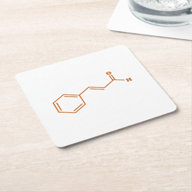 Cinnamon Cinnamaldehyde Molecular Chemical Formula Square Paper Coaster (Angled)