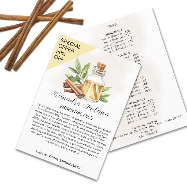 Cinnamon Essential Oils Watercolor Floral Flyer (Cinnamon Essential Oils Watercolor Floral Flyer)