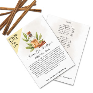 Cinnamon Essential Oils Watercolor Greenery Flyer