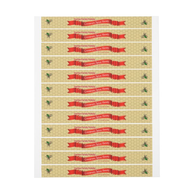 Cinnamon Infused Honey Jar Light Amber Lid Label (Sheet)