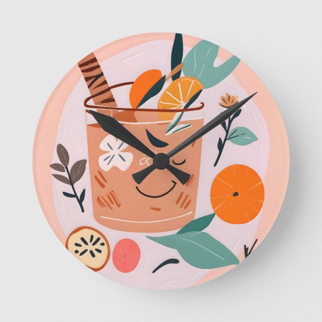 Cinnamon & Orange Cocktail Round Clock (Front)