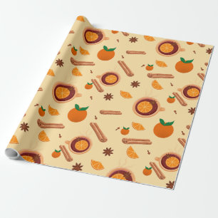 Cinnamon Orange Spice Winter Wrapping Paper