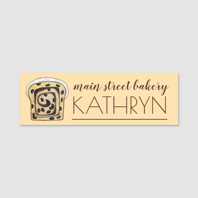 Cinnamon Raisin Bread Loaf Baking Breadmaking Name Tag (Front)