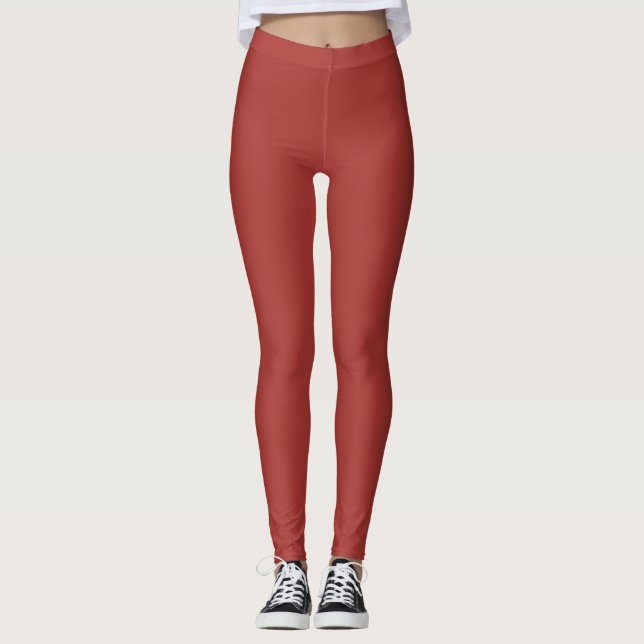 Cinnamon Red Solid Colour Leggings (Front)