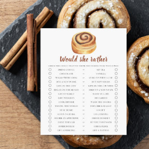 Cinnamon roll baby shower Would she rather