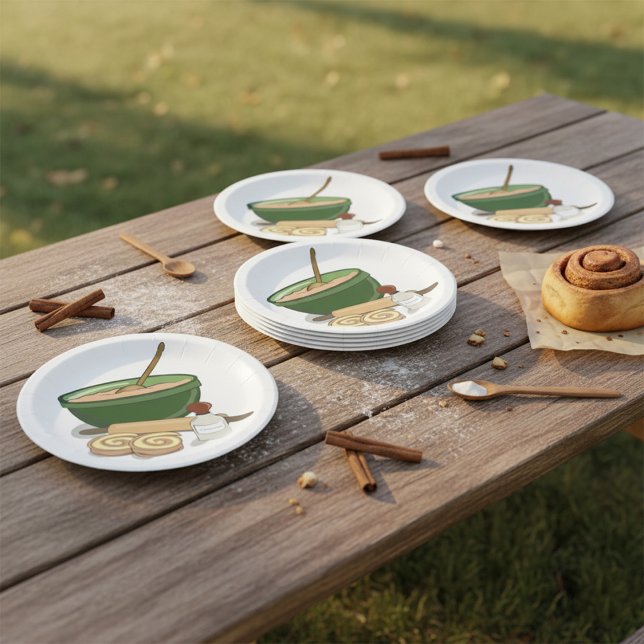 Cinnamon Roll Baking Ingredients Cosy Kitchen  Paper Plate (Creator Uploaded)