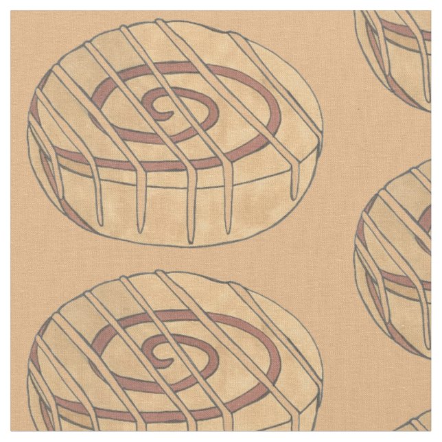 Cinnamon Roll Breakfast Bun Pastry Junk Food Icing Fabric (Close Up)