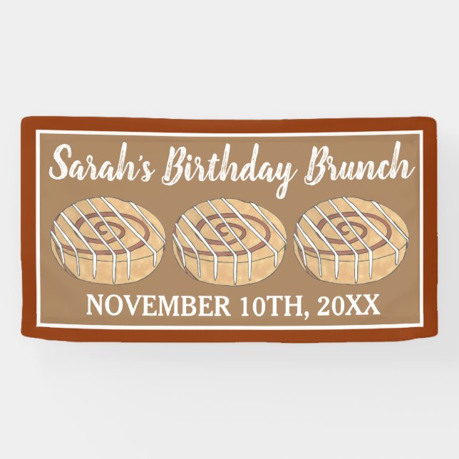 Cinnamon Roll Bun Pastry Birthday Party Brunch Banner (Horizontal)