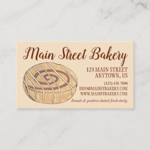 Cinnamon Roll Bun Pastry Chef Bakery Cafe Business Card