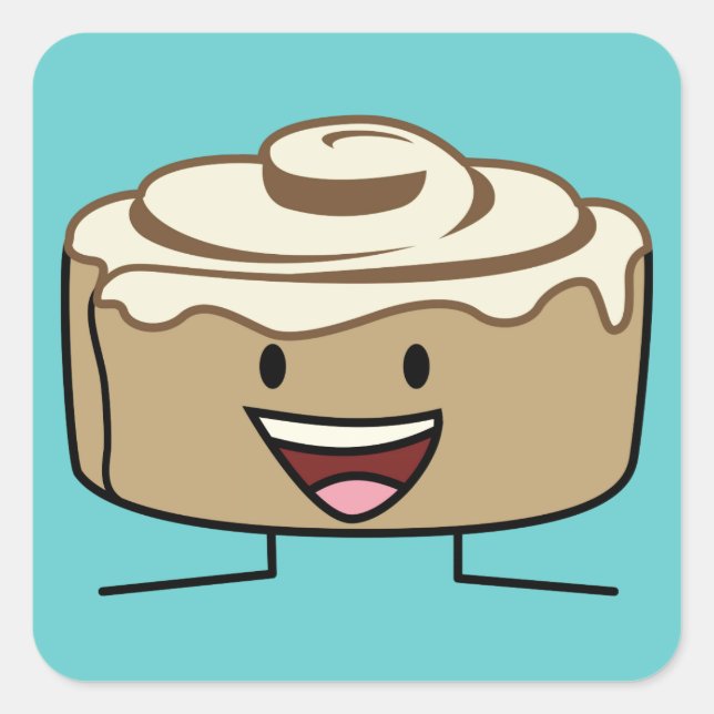 Cinnamon Roll Bun pastry gooey sugar swirl Danish Square Sticker (Front)