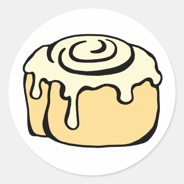 Cinnamon Roll Cartoon Design Classic Round Sticker (Front)