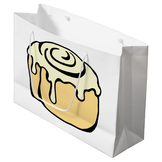 Cinnamon Roll Cartoon Design Large Gift Bag (Front Angled)
