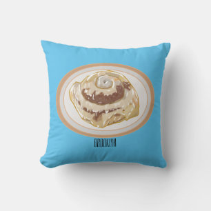 Cinnamon roll cartoon illustration  cushion