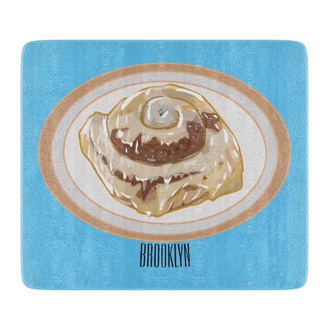 Cinnamon roll cartoon illustration  cutting board (Front)